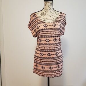 Aztec print cross back tee